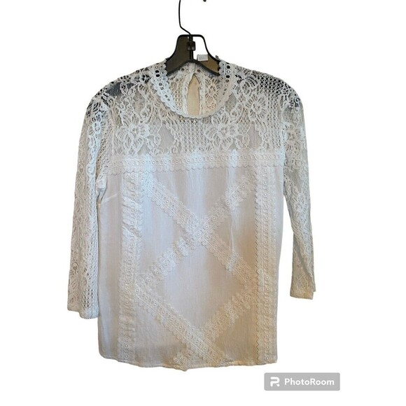 Cotton/Lace Long Sleeve Top. Sz.S - Picture 1 of 3